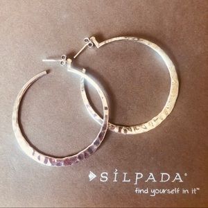 Retired Silpada Hammered Silver Hoop Earrings